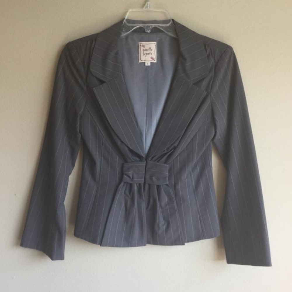 Nanette Lepore Gray Bow Blazer Jacket
